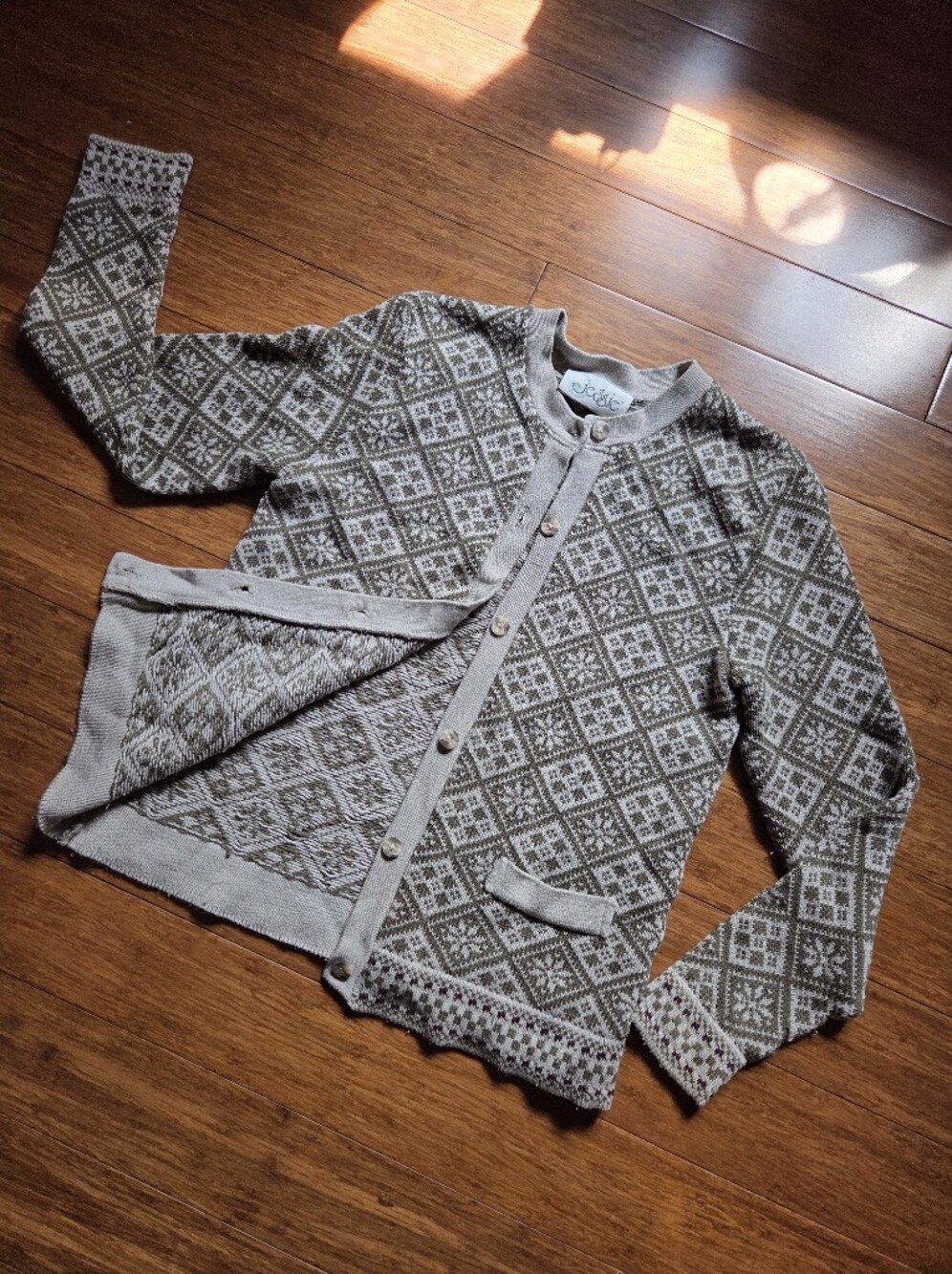 M Jessie Fair Isle Nordic Knit Cardigan Folk Grandpa Sweater Cottagecore Cozy